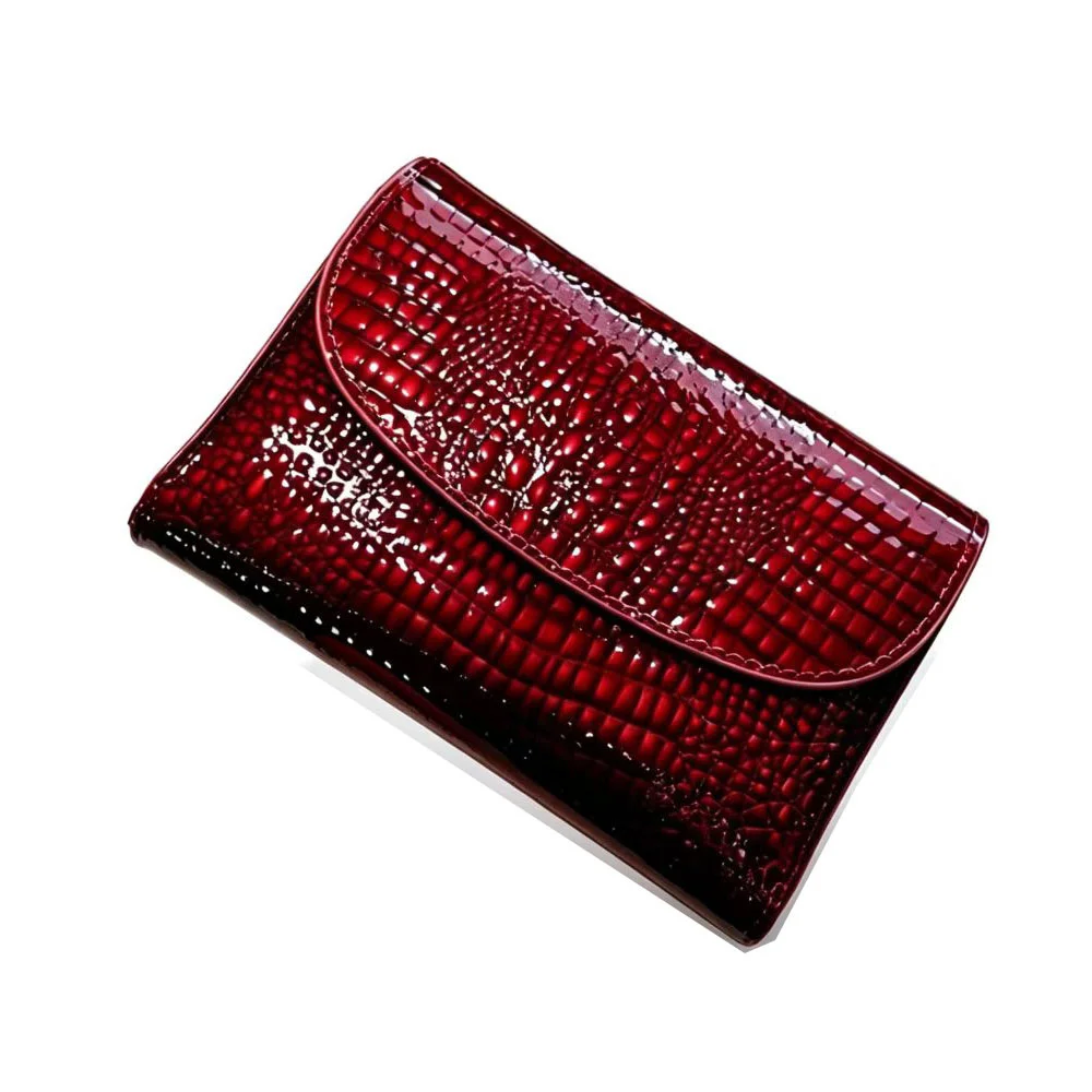 Magnetic Clasp Short Ladies Genuine Leather Wallet 2026 New Alligator Cow Leather Purse Woman RFID Card Holder Mini Clutch