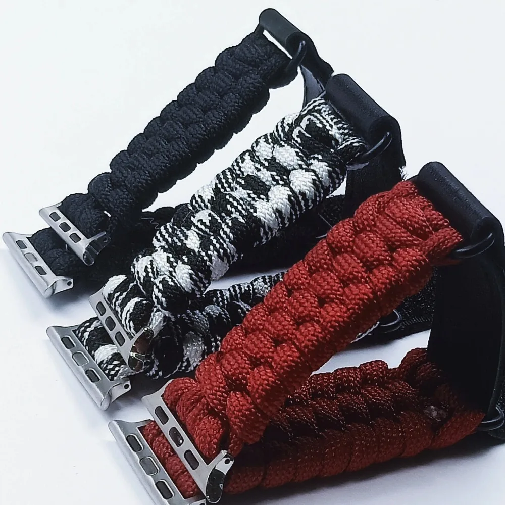 Outdoor Sport Braided Band 20mm 22mm 24mm for Samsung Galaxy Watch 6 5 4 3 Nylon Rope Strap Bracelet for Huawei Leather Clasp