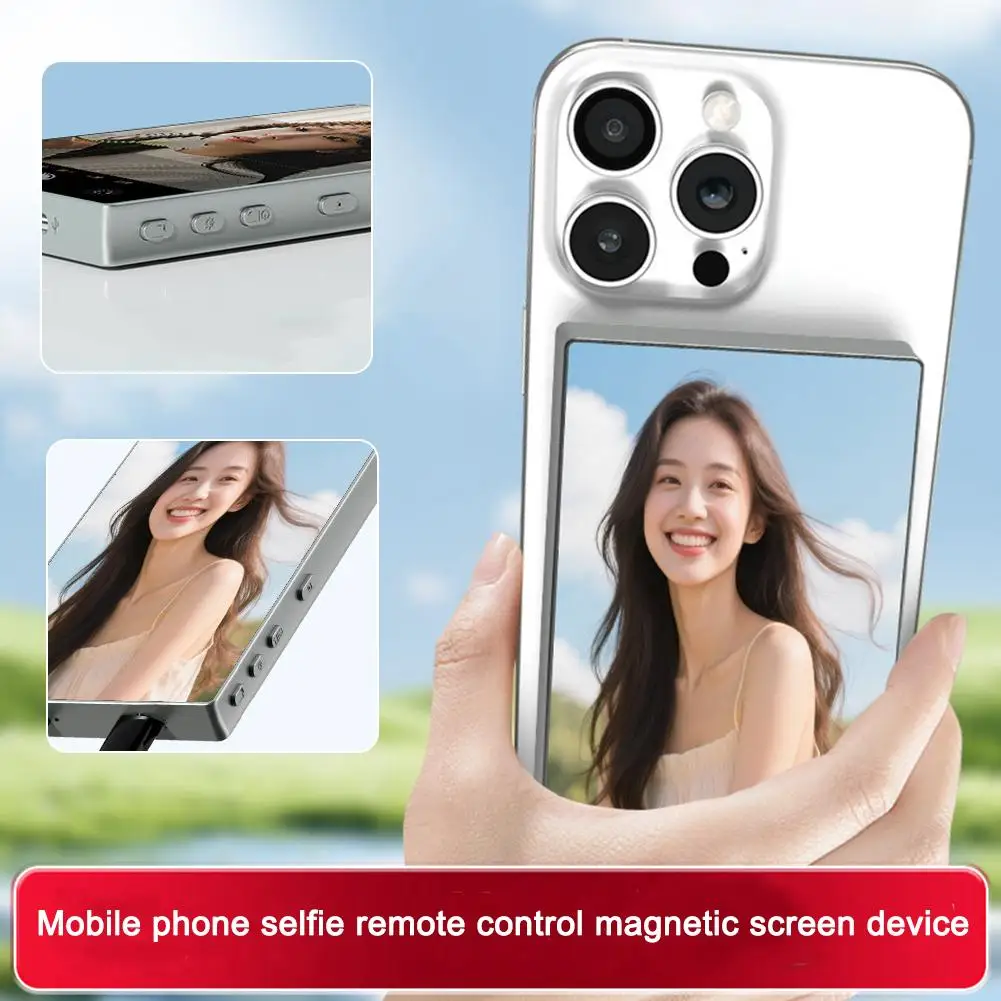 셀카 모니터 스크린, 브이로그 녹화용, 무선 마그네틱 폰 모니터, 후면 카메라 사용, IOS 및 안드로이드 기기용