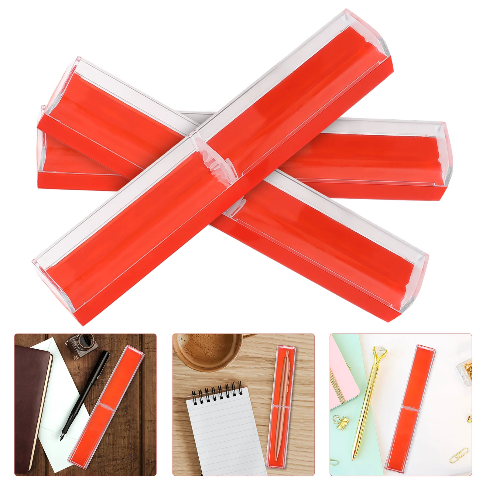 

12 Pcs Transparent Pencil Case Cases Empty Single Display Gift Multipurpose Holder Red Storage Tube Fountain