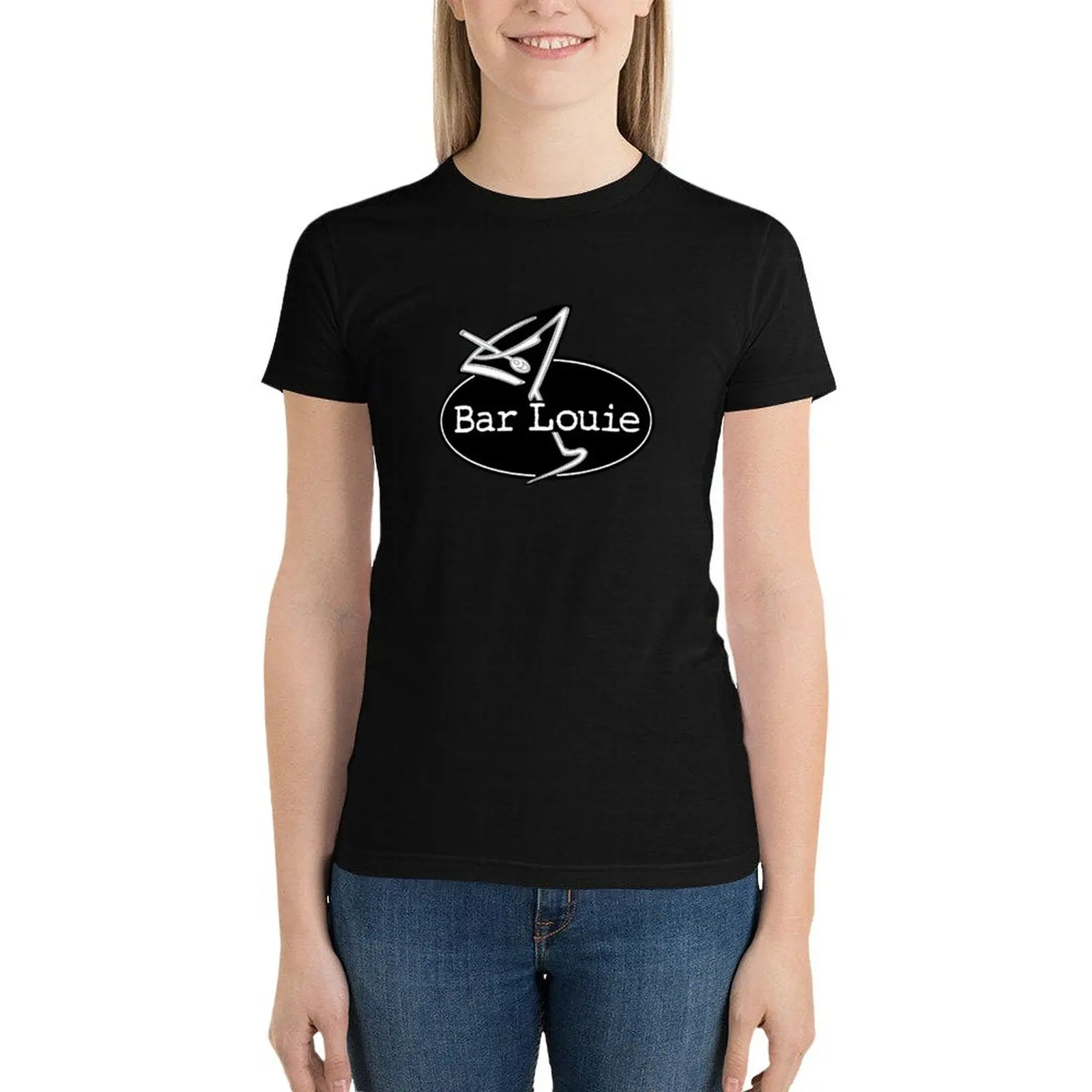 

The Louie Bar T-Shirt Short sleeve tee graphics lady clothes plus size tops black t-shirts for Women