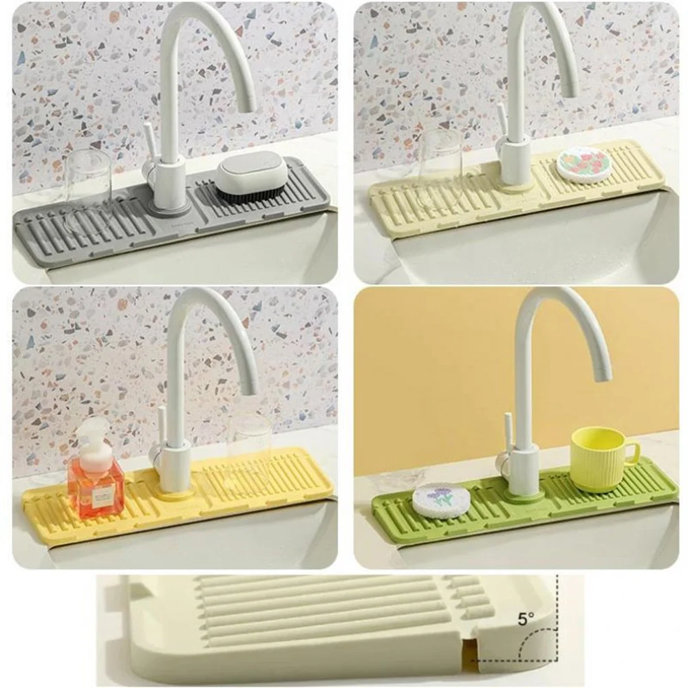 Kitchen Faucet Splash Pad Silicone Sink Faucet Splash Guard Mat Sponge Drain Rack Countertop Protector for Bath Kitchen Gadgets