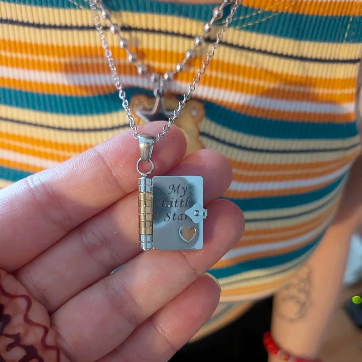 To My Granddaughter Spanish Book Necklace, Stainless Steel Locket Pendant, Grandmother Gift for Birthday Gift