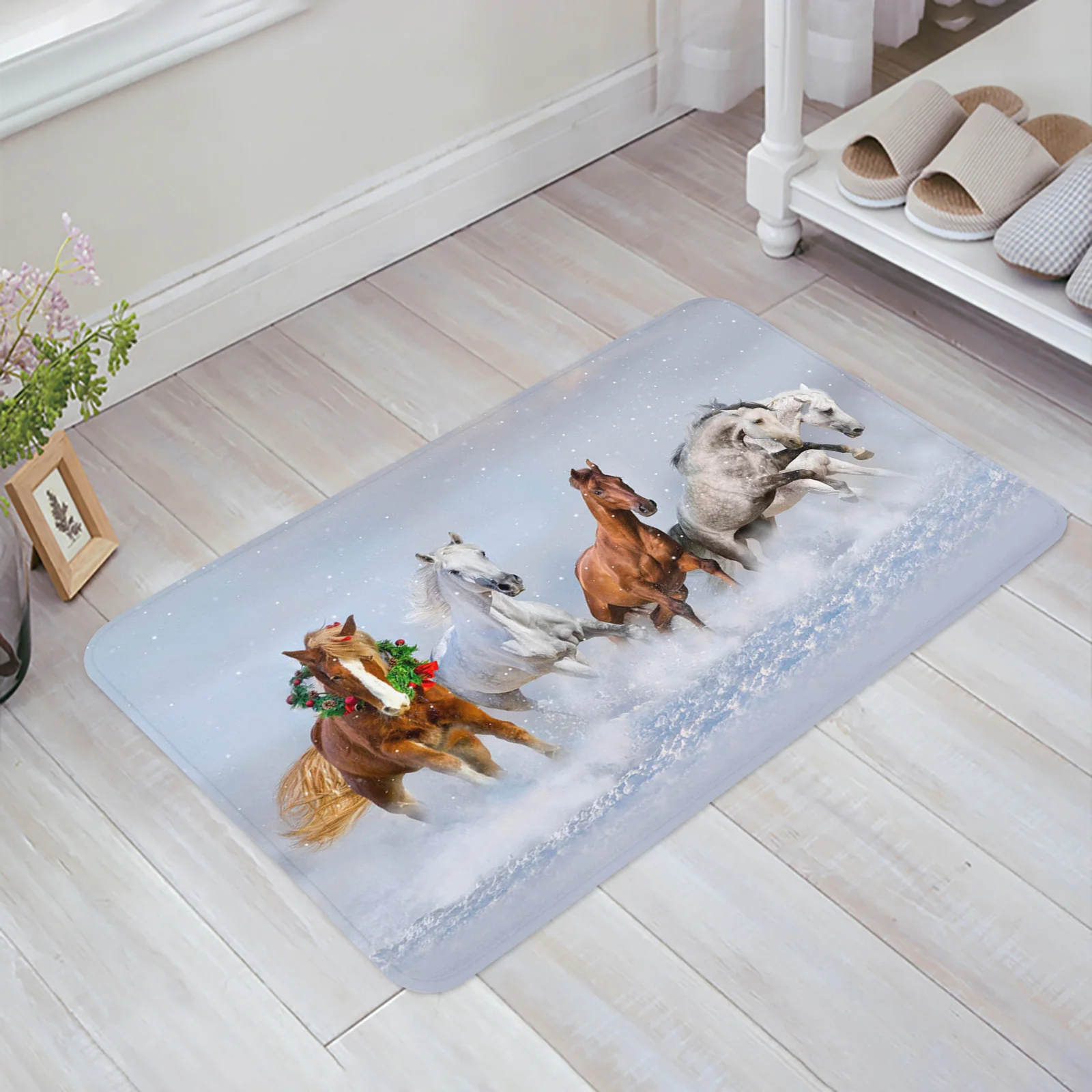 

Animal Steed River Running Horse Floor Mat Entrance Door Mat Living Room Kitchen Rug Non-Slip Carpet Bathroom Doormat Home Decor