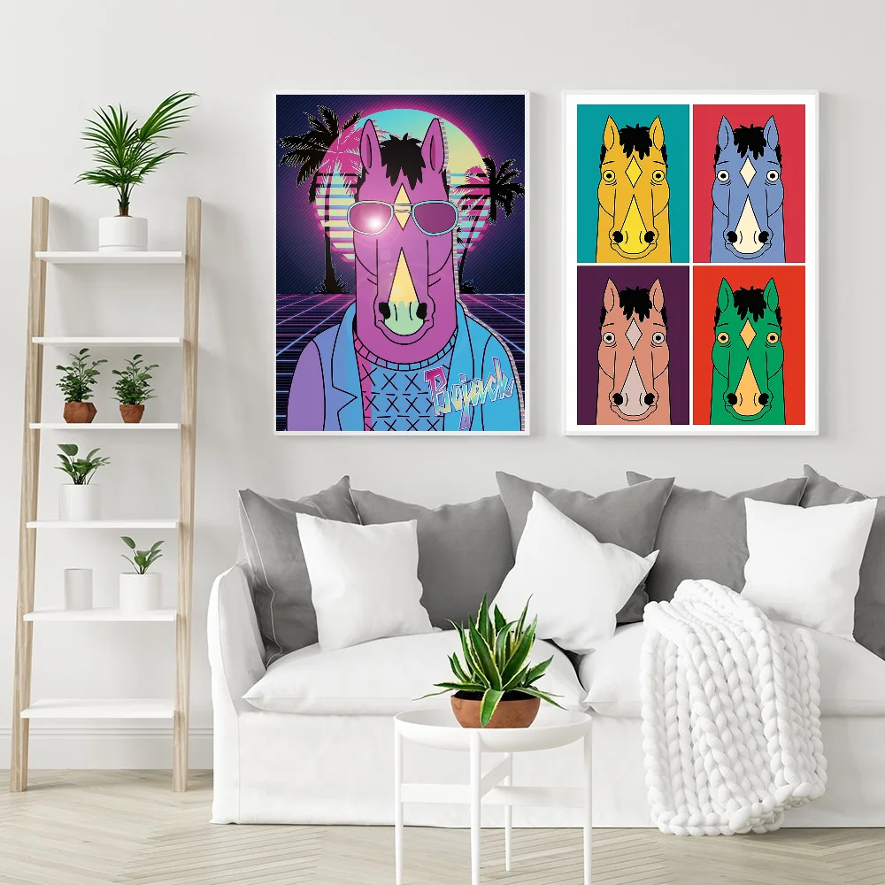 1PC Anime B-BoJack cavaliere Poster autoadesivo arte impermeabile adesivo di carta Coffee House Bar Room Wall Decor