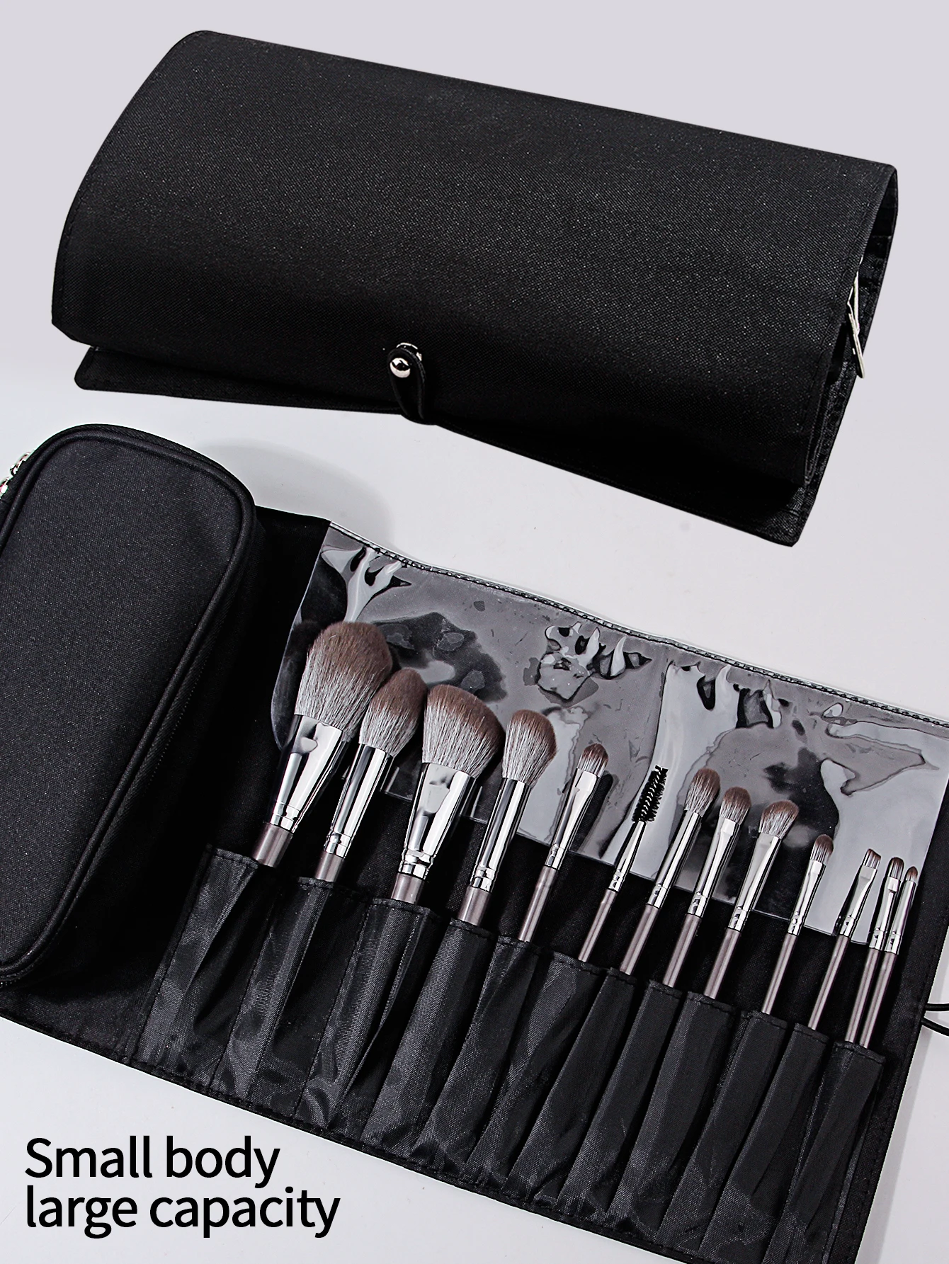 ชุดแปรงแต่งหน้าอเนกประสงค์ 20 ชิ้น & ฟองน้ำแต่งหน้าแบบนุ่ม แป้งพัฟทรงสามเหลี่ยม & กระเป๋าเก็บของแบบพับได้แบบพกพา