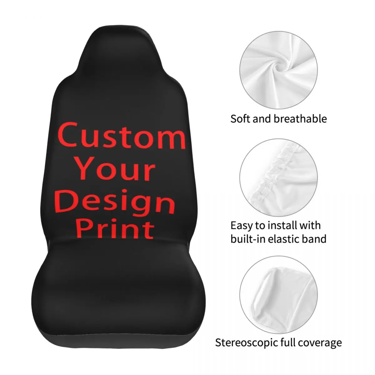 Custom Your Design Print Universal Car Seat Covers Fit for Cars Trucks SUV or Van 3D Print Auto Seat Cover Protector 2 Pieces