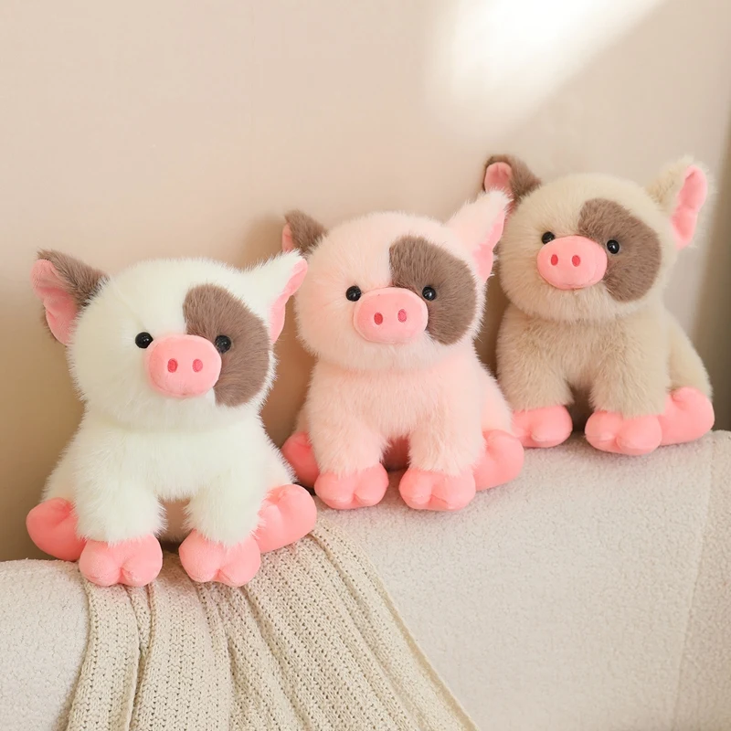 Juguete de peluche de cerdito de dibujos animados Kawaii, cerdo esponjoso de alta calidad para sentarse, muñeco de cerdito, cálido y acogedor, compañero encantador para niños, regalo de Navidad
