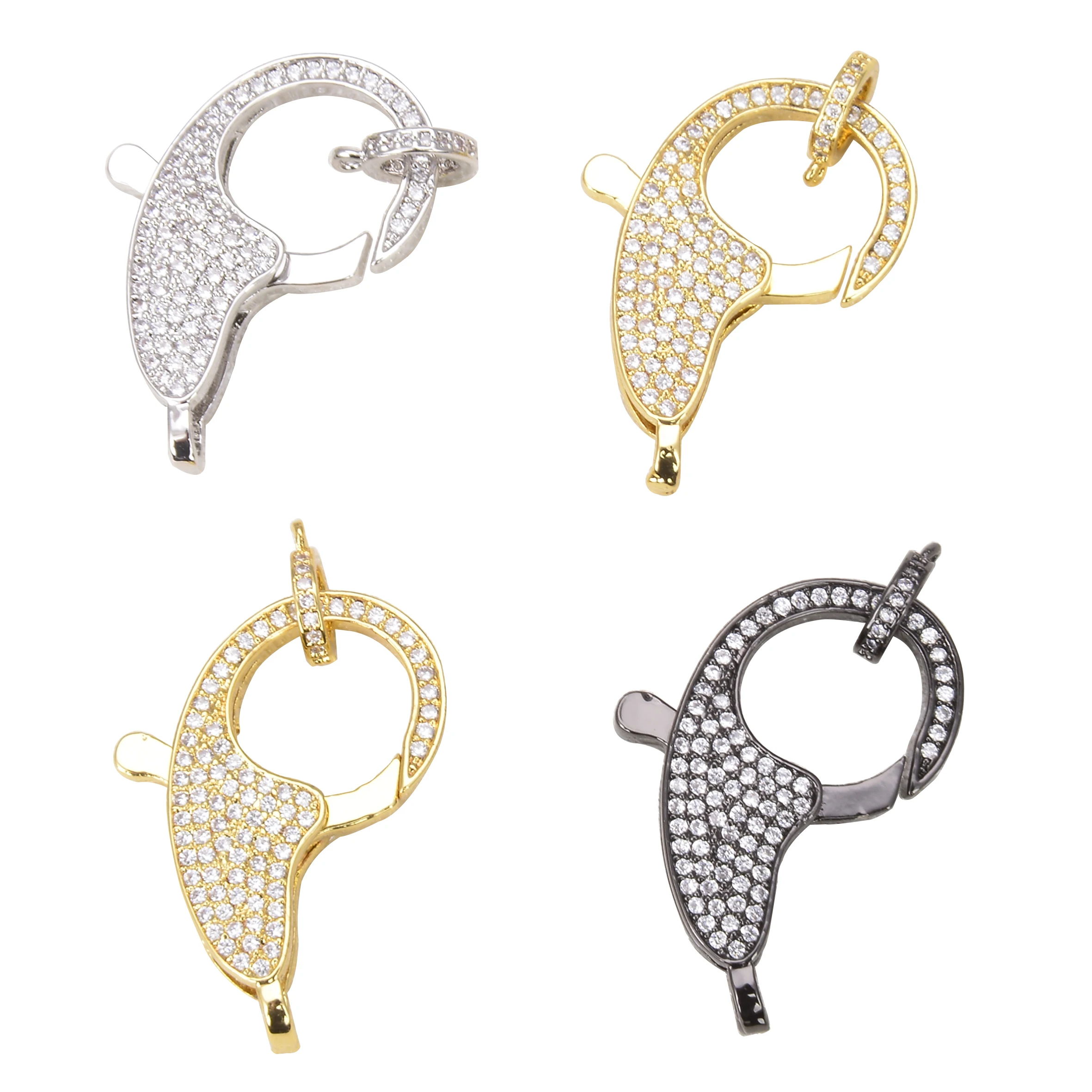 Fashion Luxury Lobster Clasp DIY Charms Jewelry Making Pendant Clasp Chiusura Fermoir Zircon Copper Bulk Items Wholesale 6 Pcs