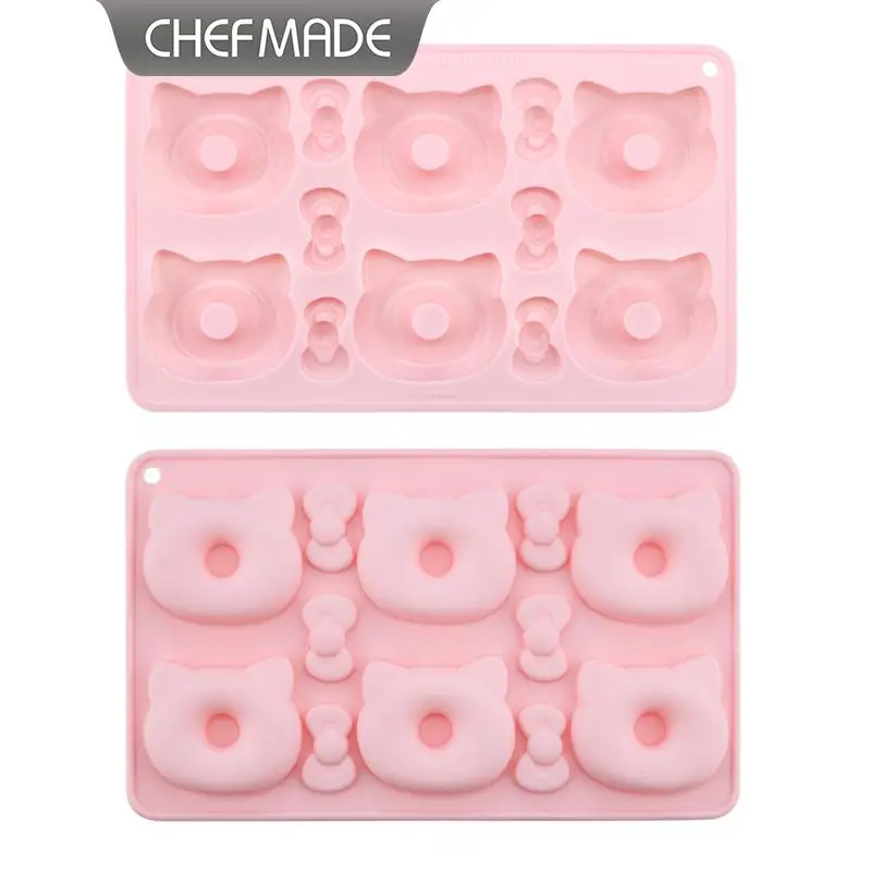 CHEFMADE  Silicone Doughnut Baking Mould, HelloKitty 6-Cavity Donut Pan for Muffins, Cakes & Biscuits, Baking Supplies