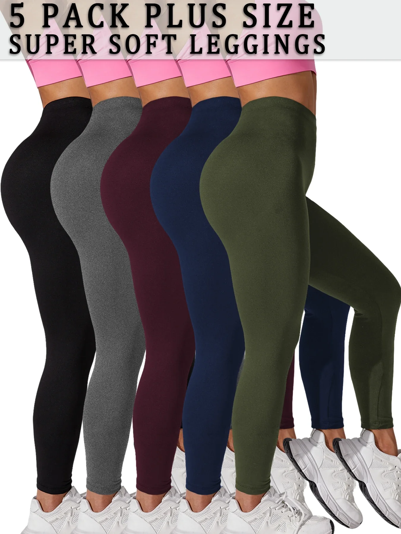 

Большие размеры, 5 шт., супермягкие спортивные леггинсы для женщин, без прозрачных спортивных леггинсов для бега, йоги, бега, бега