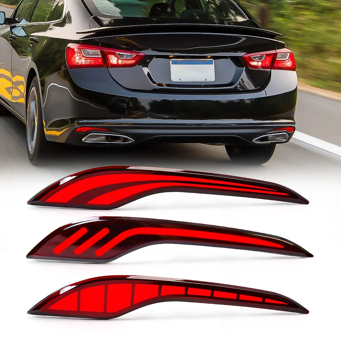 For Chevrolet Malibu XL 2019 2020 2021 2022 2023 LED Rear Bumper Reflector Light Warn Brake Dynamic Turn Signal Car Accessories