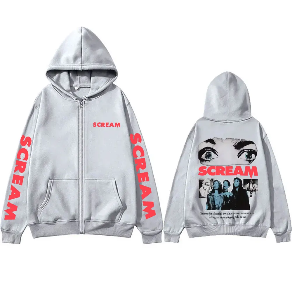 Klassischer 90er-Jahre-Horrorfilm Scream Reißverschluss-Hoodie Billy Loomis We All Go A Little Mad Billy Zip-Up-Jacke Herren Vintage Zip-Up-Hoodies – Detail 6