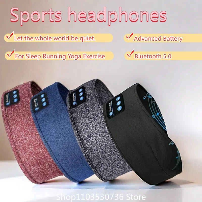 

Bluetooth Sleeping Headphones Sports Headband Thin Soft Elastic Comfortable Wireless Music Earphones Eye Mask for Side Sleeper