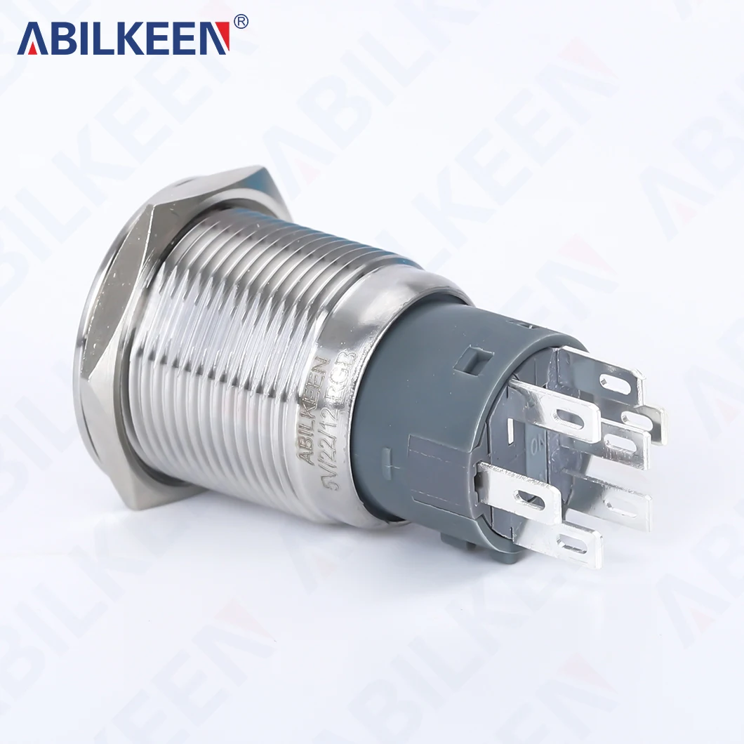 ABILKEEN 19MM Metal Push Button Switch 1NO1NC/2NO2NC Momentary/Latching Push Button with LED Ring Light
