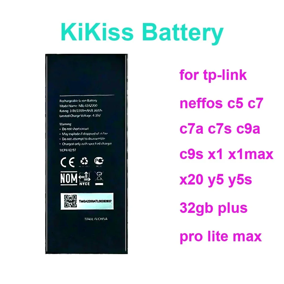 

Battery For TP-Link Neffos C5 C7 C7a C7s C9a C9s X1 X1max X20 Y5 Y5s 32GB Plus Pro Lite Max Nbl-38A2500 Nbl-43A2500 Nbl-40A2950