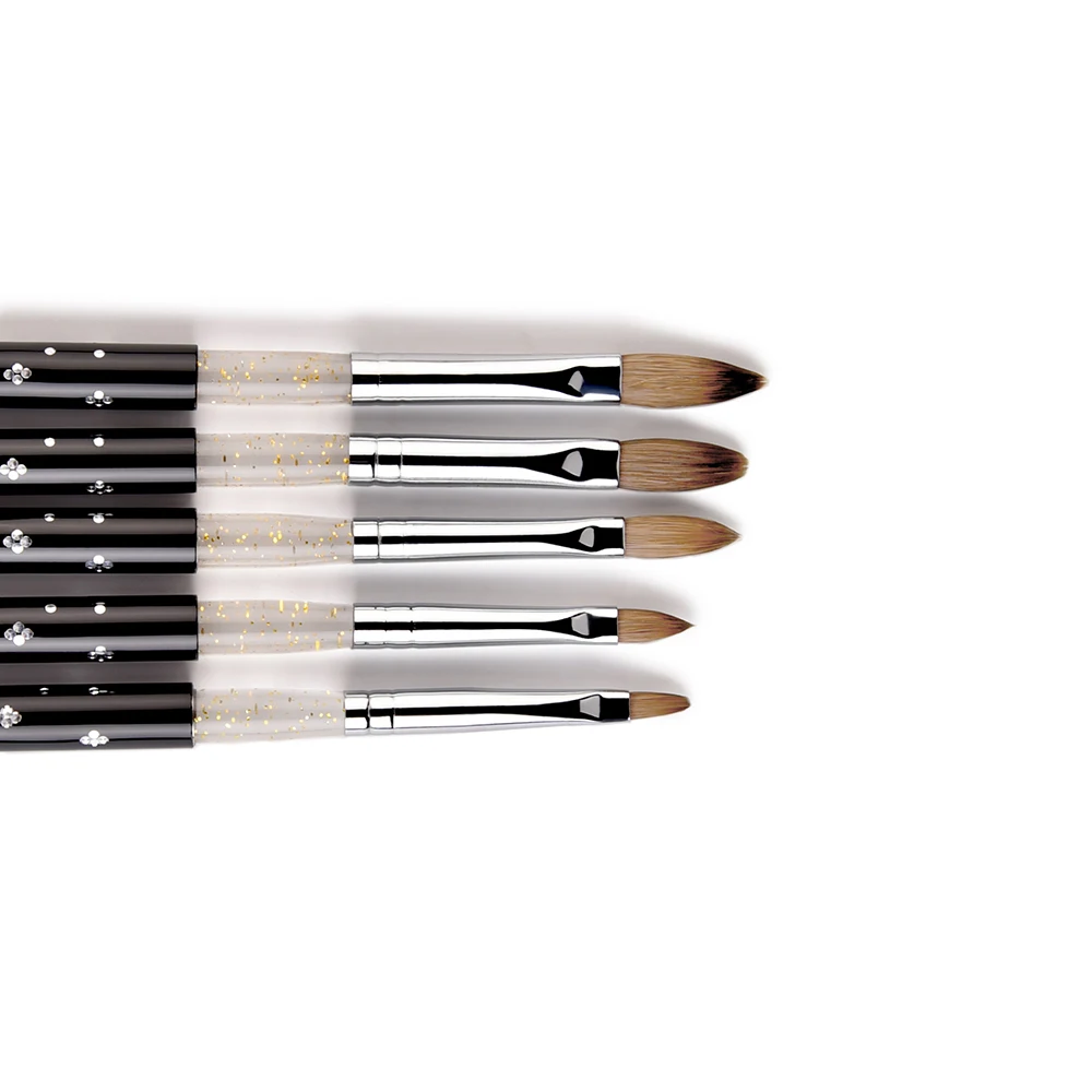 Kolinsky-Juego de pinceles para uñas de Sable, profesional, acrílico, negro, UV, pintura en Gel, extensión de uñas, herramientas de manicura