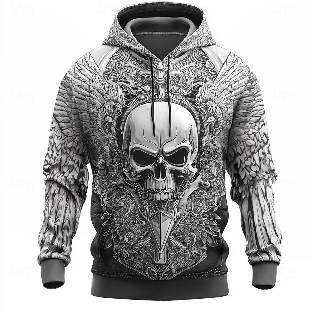 

Autumn and Winter Men's Sweatshirts Funny 3D Skull Print y2k Clothes Fashion Loose Pullover Casual Comfortable Men Hooded Shirt