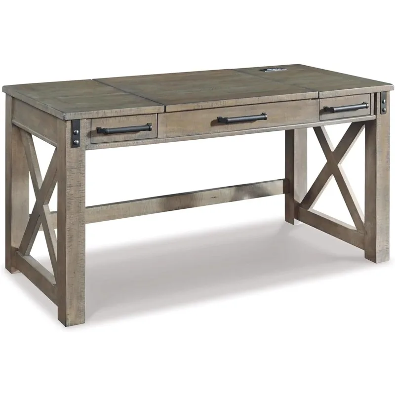 

Design by Ashley Aldwin Rustic Farmhouse 60" Home Office Lift Top Desk with Charging Ports,new