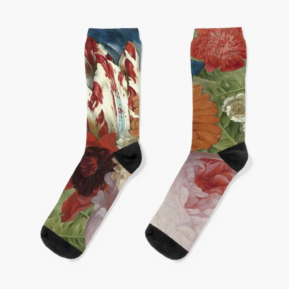 Nieder län dische Meister Blumen collage Socken Tennis kurze Frauen Socken Männer