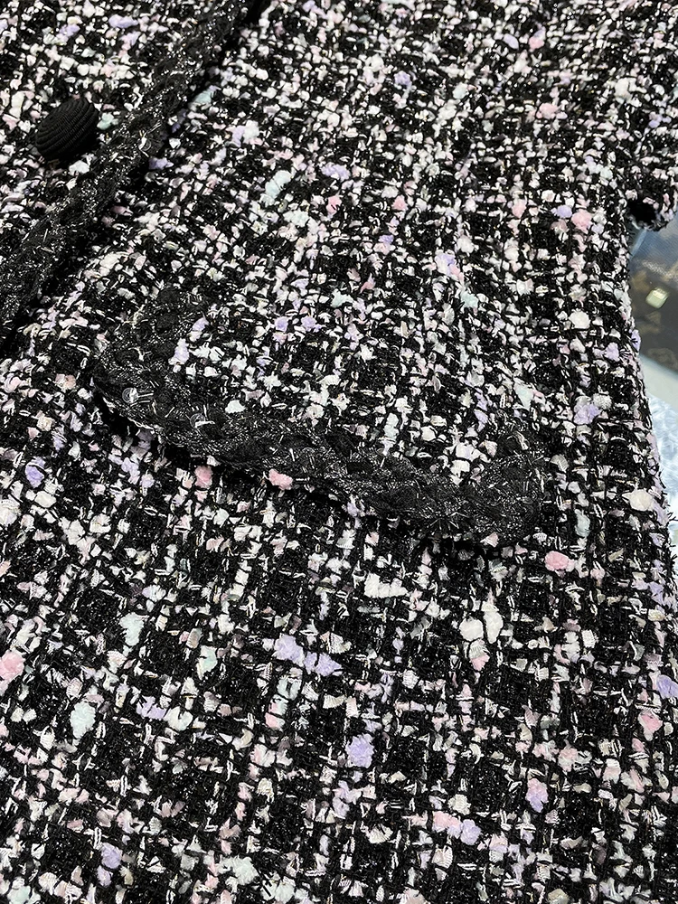 A-Linie mit hoher Taille, Dr. Bla und weiß karierter Wollrock mit Umlegekragen, Retro-Pendel-Strickrock für Damen