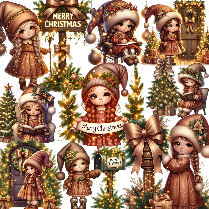 Christmas girl Stickers Crafts And Scrapbooking stickers kids toys book Decorative sticker DIY Stationery