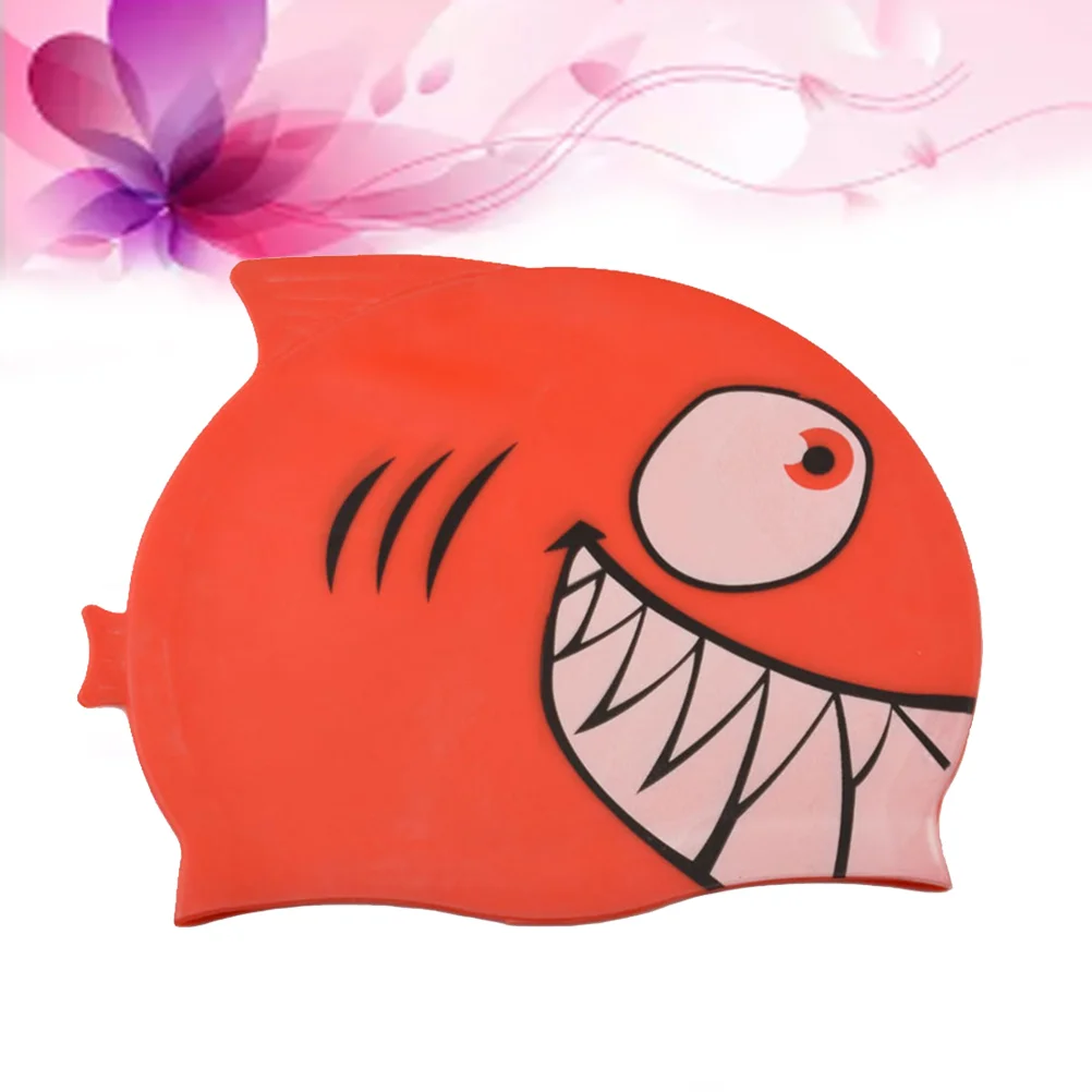 Waterproof Swim Caps for Kids Fish Shaped Swimming Silicone Hat Cartoon Non-slip Child