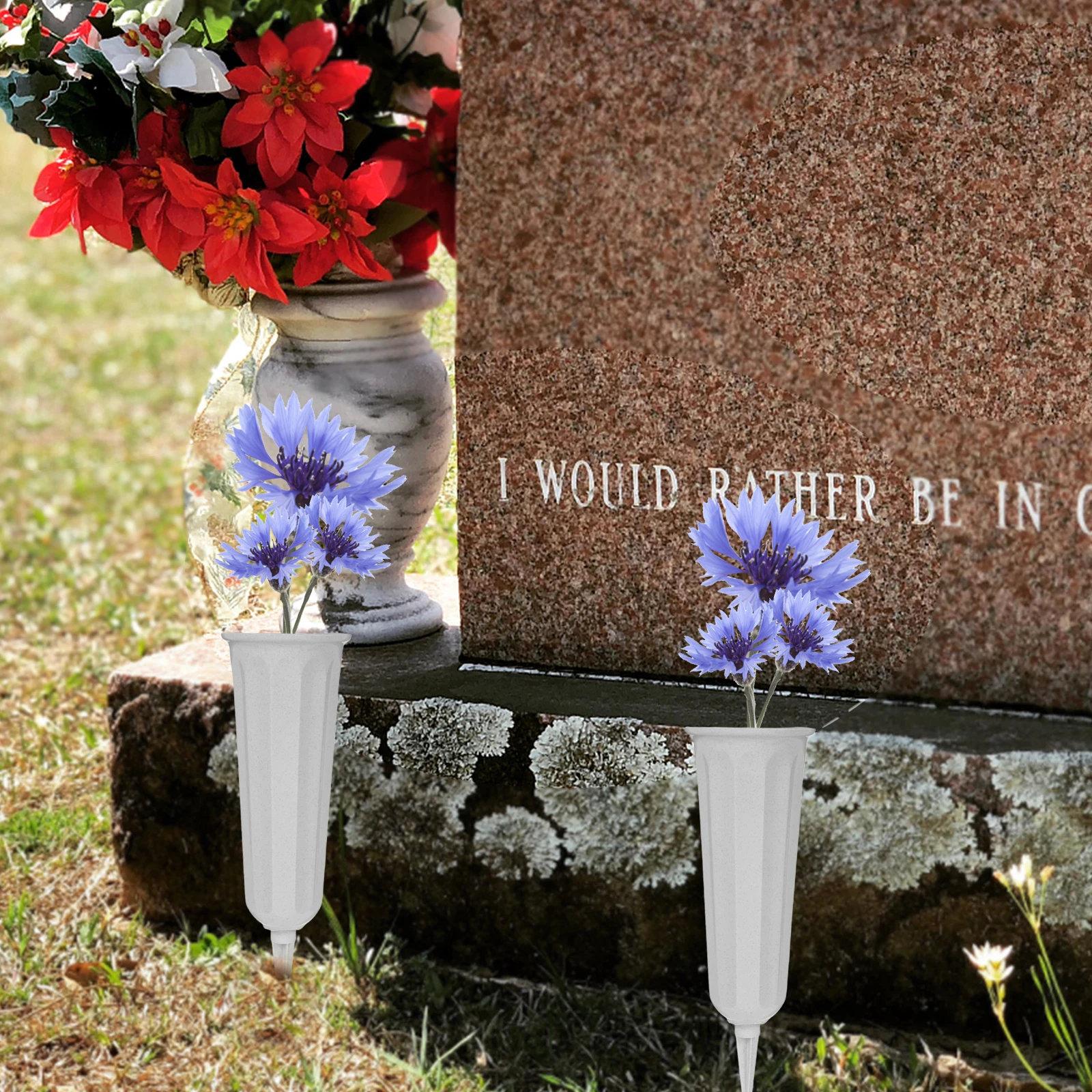 

Flower Arrangement Vase for Cemetery Commemorate Gravesite Holder Plastic Bouquet Stem Inserts Ground