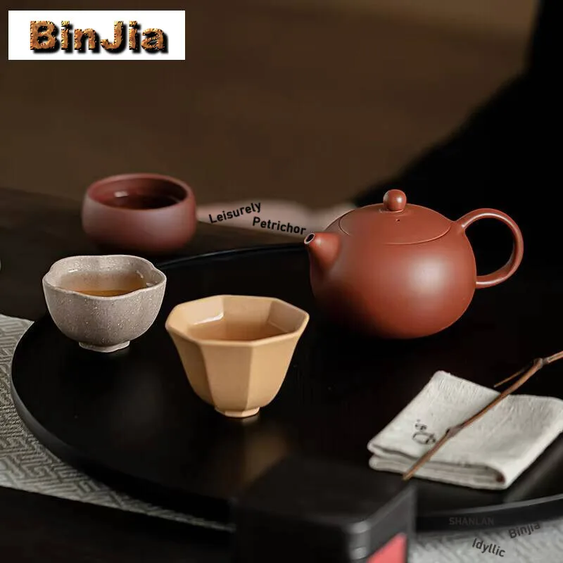 Handamde Raw Ore Purple Clay Xishi Tea Set Complete Aesthetic Ceremony Teapot And Cup Items Collection Accessories Supplies Gift