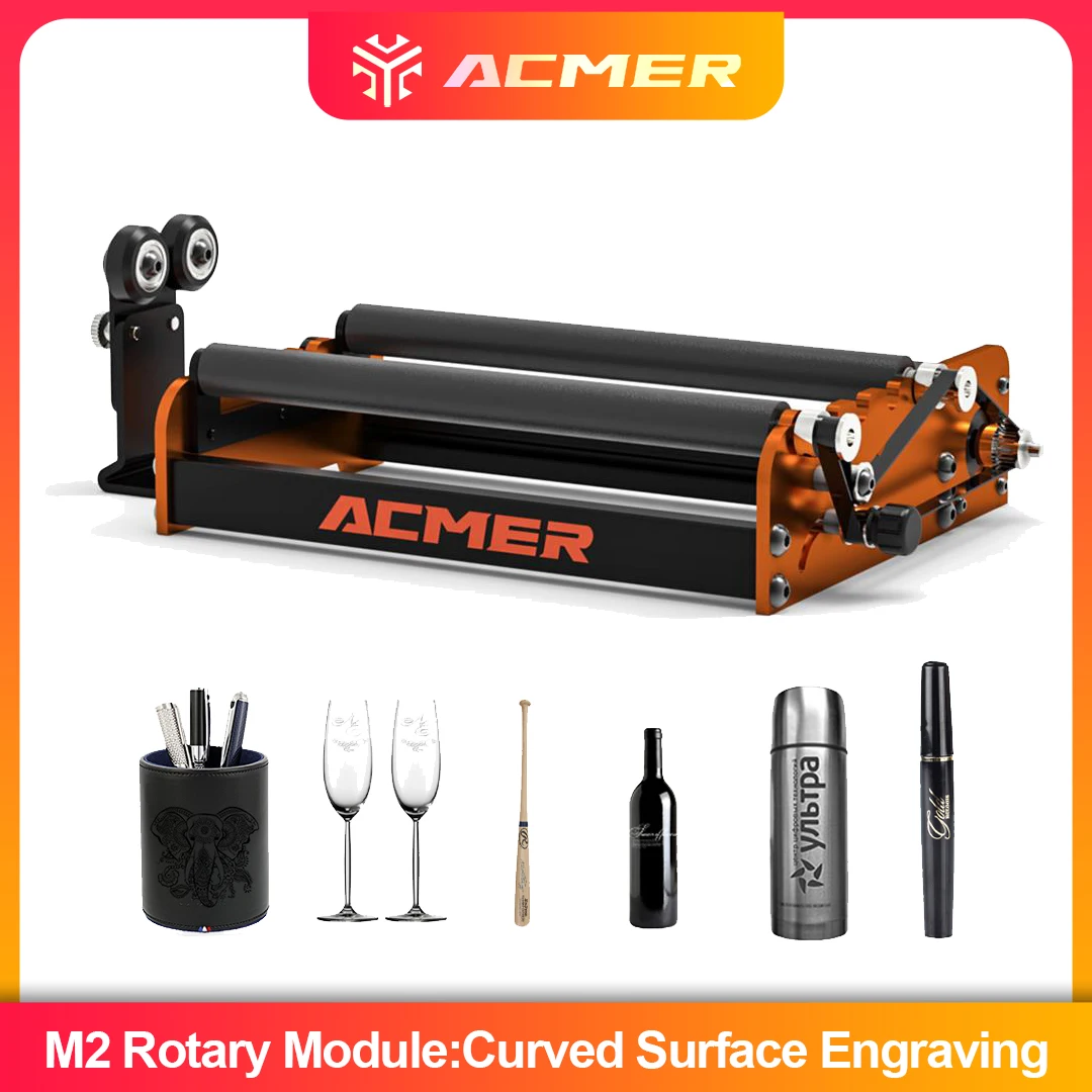 

Универсальный поворотный ролик ACMER M2 для оси Y с 4-уровневой регулировкой диаметра, увеличенной длиной гравировки и возможностью работы с изогнутыми объектами для лазерного гравера