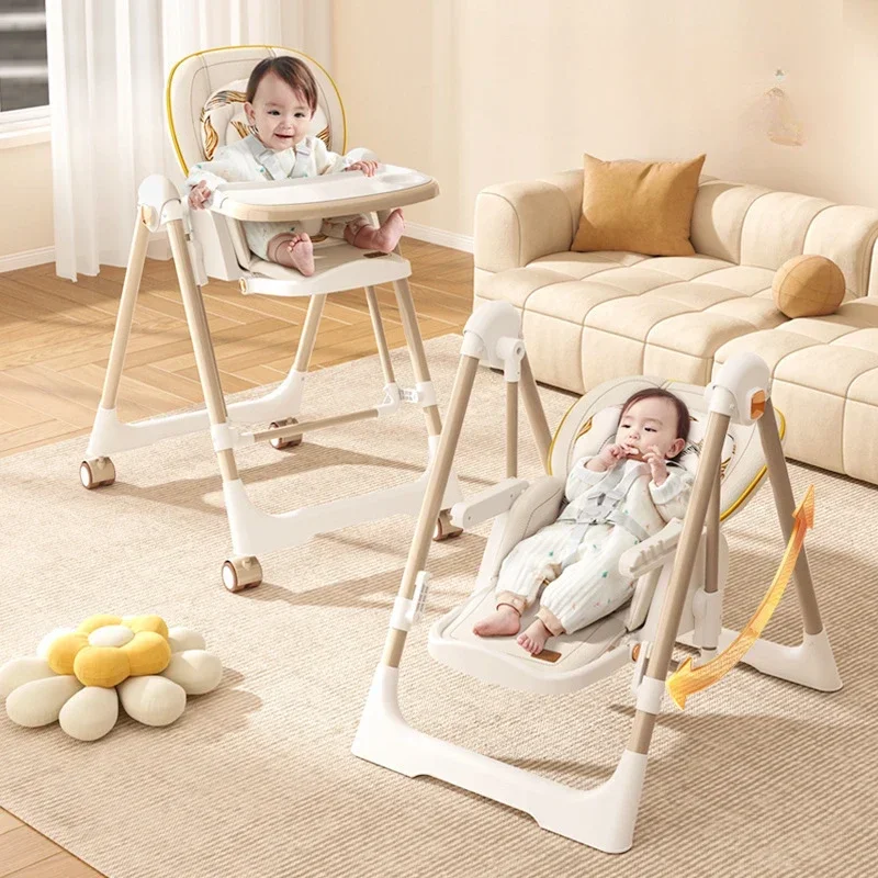 2-in-1 Children's Dining Chairs/ Baby Rocking Chair/ Folding High Chair for Baby/ Convenient Storage Save Space Baby Seat Chair