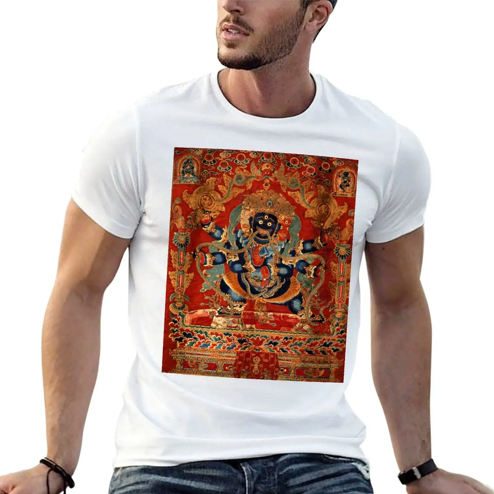

cotton Bodhisattva man 100% 90 for T-Shirt Mahachakra t Buddhist Vajrapani tshirt Deity graphic tees Mandala shirts