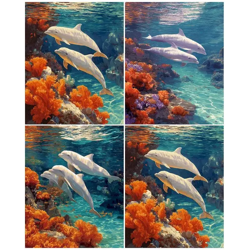 

GATYZTORY Oil Painting By Numbers Handicraft Dolphin Animals Painting Numbers Artwork For Adults Gift Picture Paint Home Decors