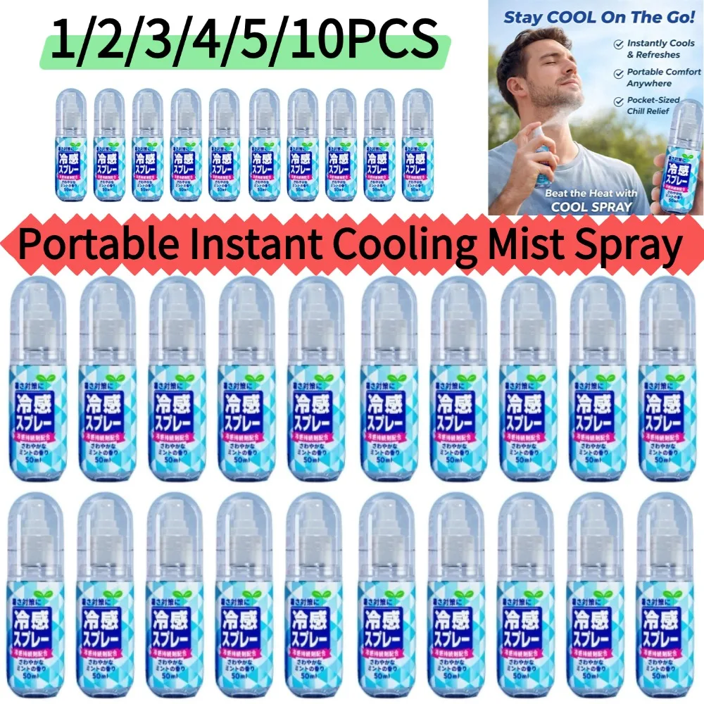 10PCS Mini Pocket Size Summer Cool Spray Instant Ice Cooling Effect Mild Natural Mint Scent No Harsh Refreshing Coolant Spray
