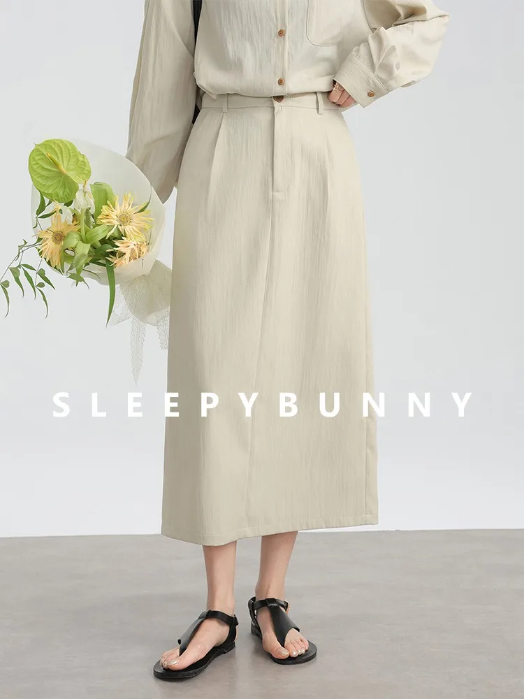 

Elegant Casual Khaki Long Skirt High Waist Straight Maxi Skirt Women Vintage Chic A-Line Solid Color Skirt Office Summer Wear