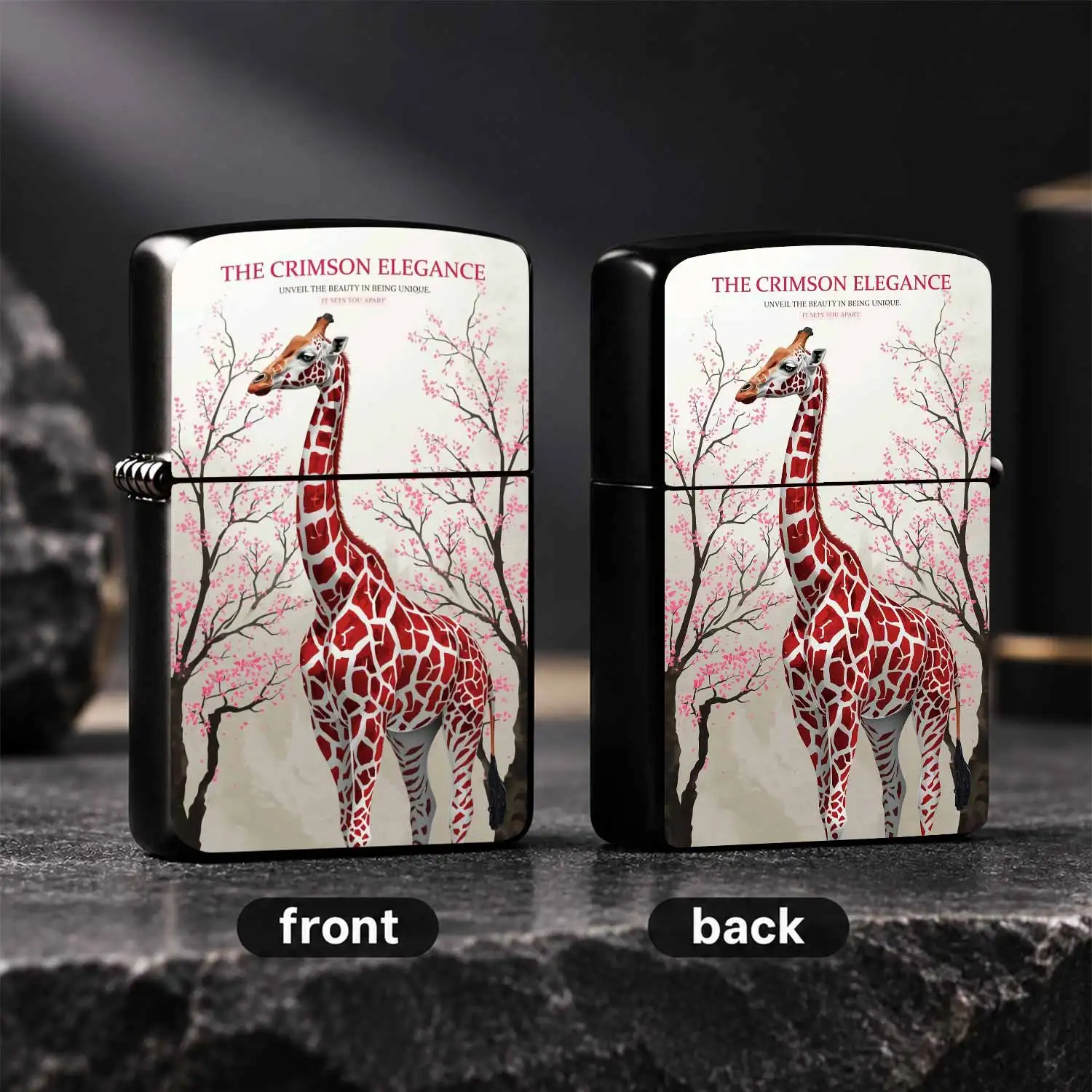 Creative Crimson Elegance Giraffe Themed Decorative Accessory, Exquisite Sakura Pattern Stylish Portable Ornament, Unique Aesthetic Souvenir Gift For Daily Use, Dating, Housewarming, Holiday Gatherings An A Humorous And Interesting Lighter