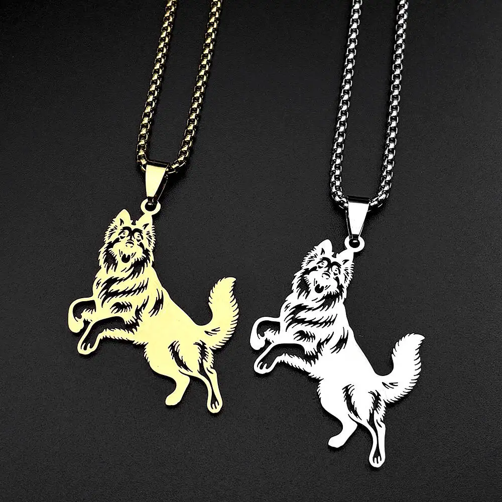 Lovely Siberian Husky Dog Pendant Necklace For Women Men Stainless Steel Gold Color Animal Pet Lover Puppy Cute Chain Jewelry