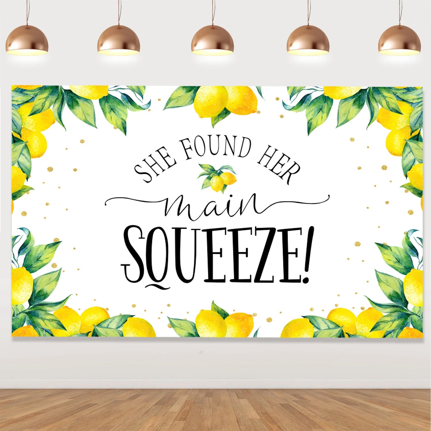 

Lemon Bridal Shower Backdrop for Women, Wedding Party Decorations, She Found Her Main Squeeze Photo Background, Summer Lemonade