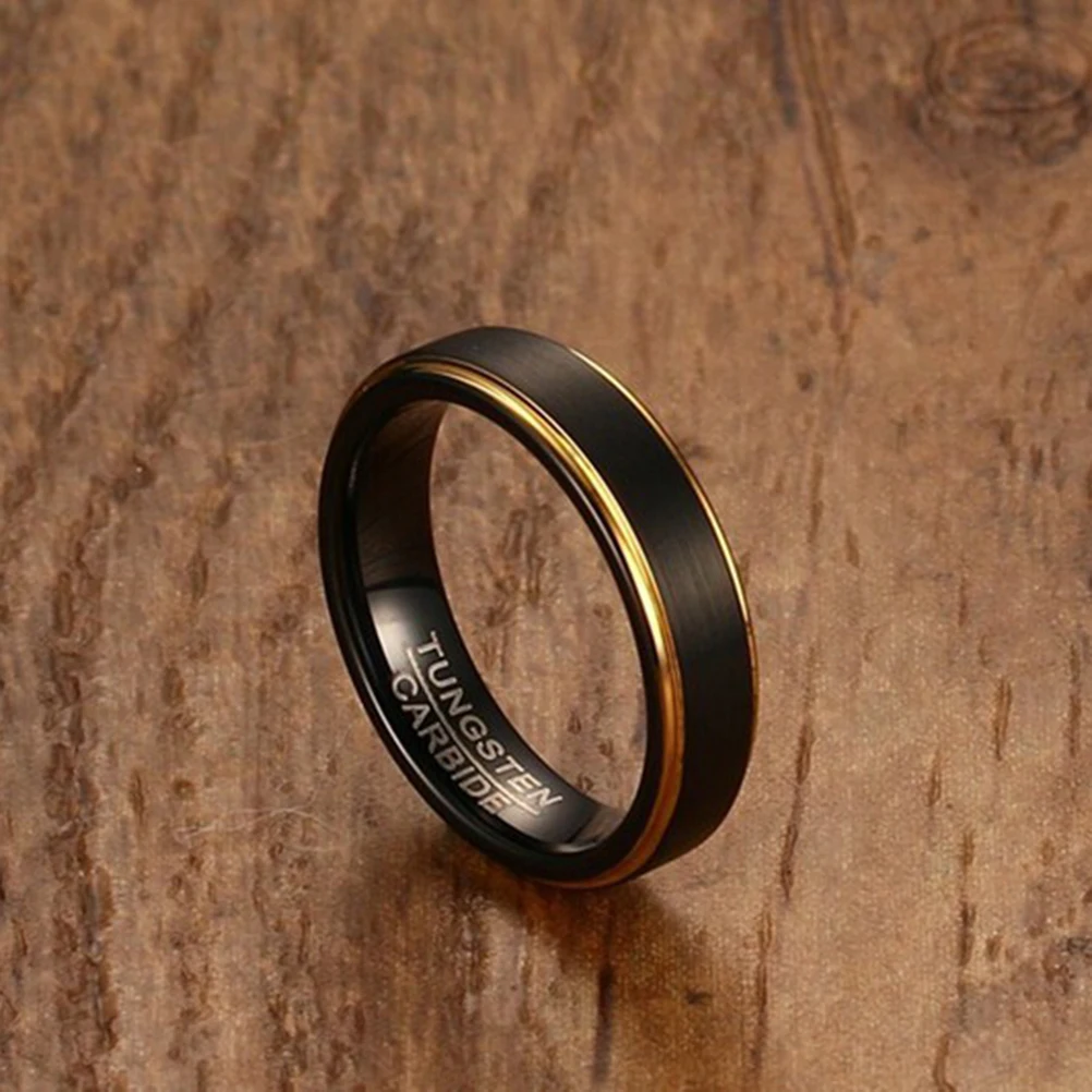 

Black Tungsten Steel Ring for Men Gold Dainty Jewelry Delicate H Decoration Prom Party Accessories Fade Resistant Comfortable