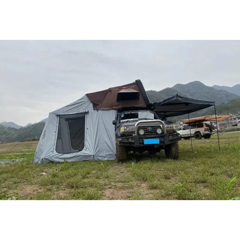 Side Open Rooftop Tent With Annex Room Customized Pickup Truck Sun Shade Outdoor Camping Shelter