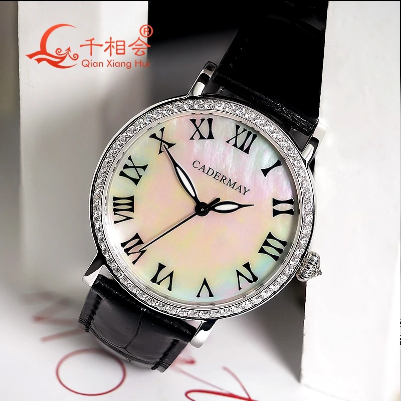 Natural shell luminous hands D white moissanite Luxury Watch For Men mechanical Wristwatch  Men Jewelry Watch