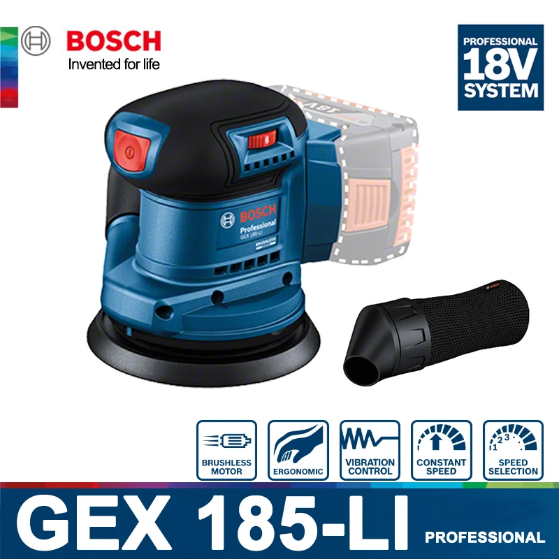 BOSCH GEX 185-LI Cordless Sander Machine Random Orbit Sander 125MM Elestric Sanding Sanderpaper Polisher for wood plaster 18V