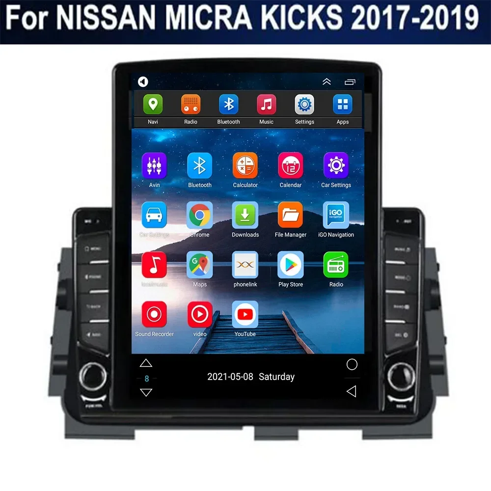 For Tesla Style 2 Din Android 14 Car Radio For NISSAN MICRA KICKS 2017 -35 Multimedia Video Player GPS Stereo Carplay RDS Camera