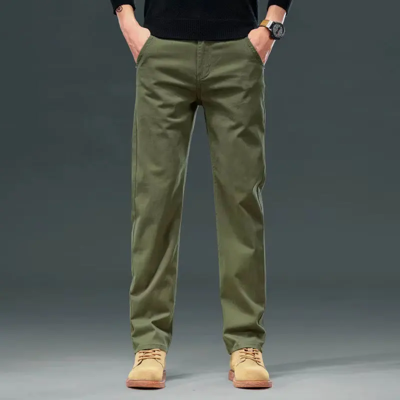 

Men's Spring and Autumn Korean version slim fit, simple and comfortable straight leg, lightweight and mature casual pants