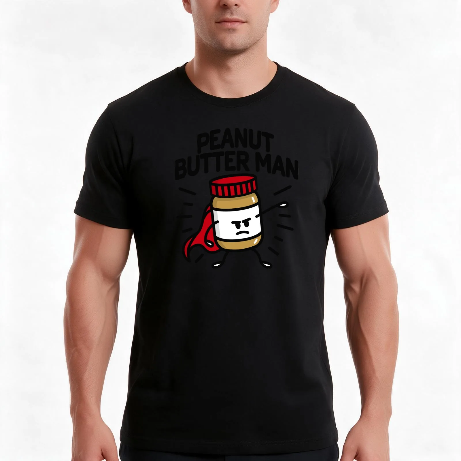 Peanut butter man (place on light background) T-Shirt, Summer Casual Cotton Tee, Oversized Streetwear Tops, Unisex Men Women