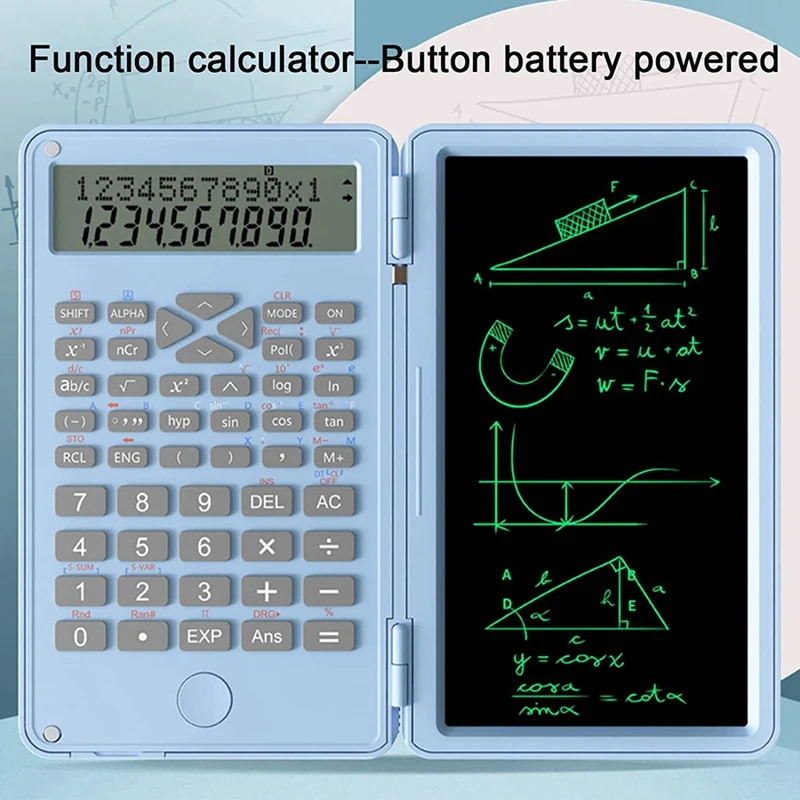 Scientific Calculators, 12-Digit LCD Display With Erasable Writing Tablet Foldable For Home School Meeting And Study