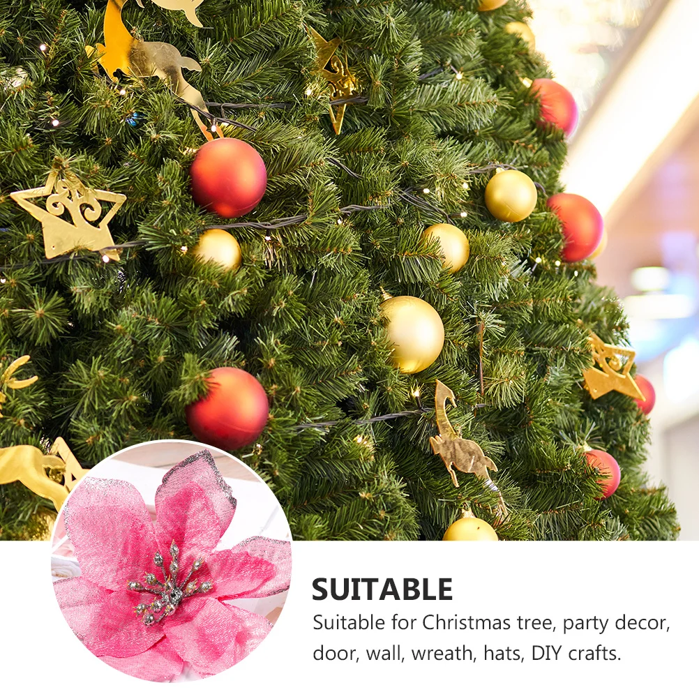 

36Pcs Christmas Cloth Flower Decoration Reusable Glitter Pendant DIY Christmas Tree Ornament Party Decoration
