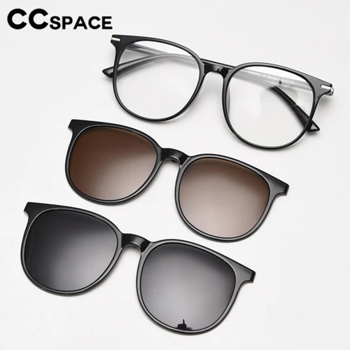 Montura de gafas con Clip polarizado para hombres y mujeres, gafas ultraligeras TR90 redondas ópticas transparentes, gafas graduadas personalizables # 302000