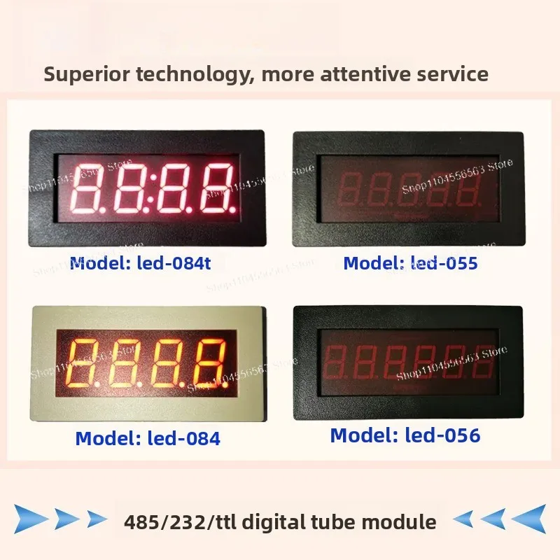 4/5/6-Digit LED Digital Display Module, RS485/RS232/TTL Compatible, PLC MODBUS Communication Supported