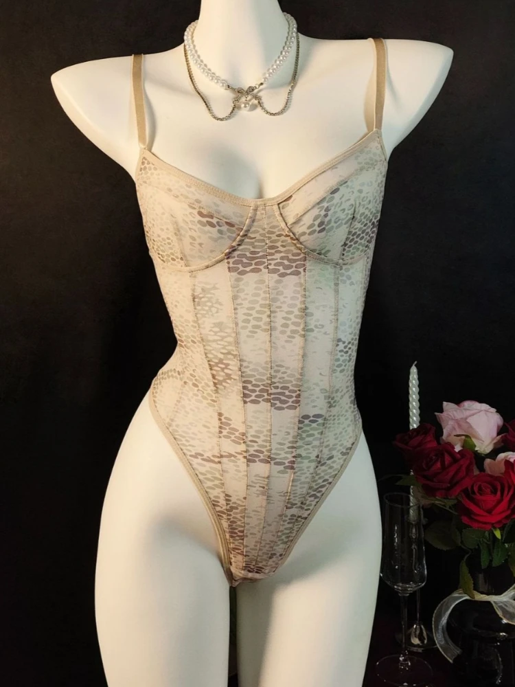 

SsTss сексуальное пятнистое боди Тедди для женщин, прозрачная сетчатая прозрачная кукла с регулируемыми бретелями, соблазнительное нижнее белье